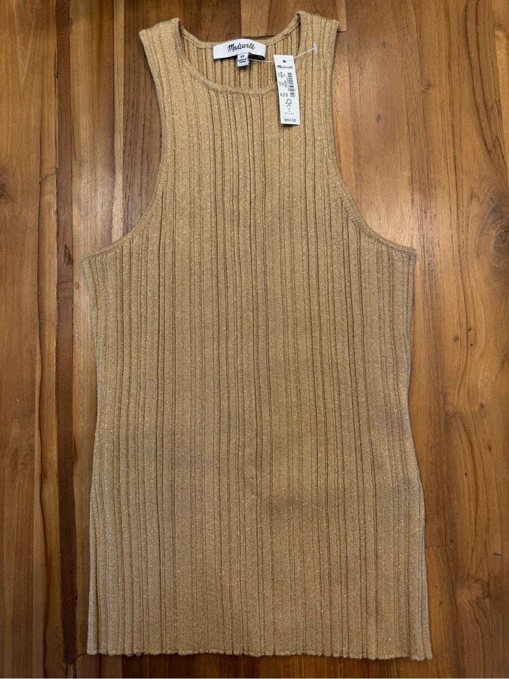 NWT Madewell The Signature Shimmer Knit Cutaway Sweater Tank
